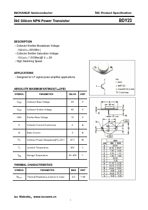 BDY23 Datasheet PDF Inchange Semiconductor