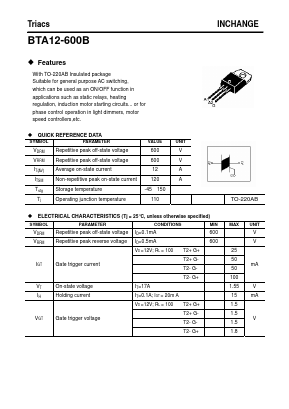 BTA12-600B Datasheet PDF Inchange Semiconductor