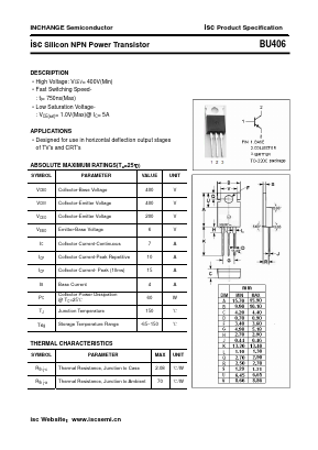 BU406 Datasheet PDF Inchange Semiconductor
