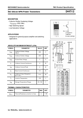 D44T2 Datasheet PDF Inchange Semiconductor
