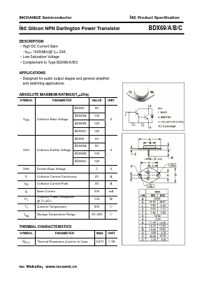 BDX69 Datasheet PDF Inchange Semiconductor