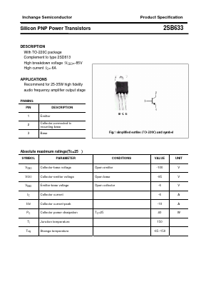 2SB633 Datasheet PDF Inchange Semiconductor