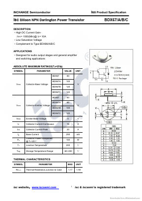 BDX67 Datasheet PDF Inchange Semiconductor