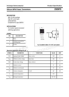 2SD970 Datasheet PDF Inchange Semiconductor