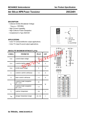 C2481 Datasheet PDF Inchange Semiconductor