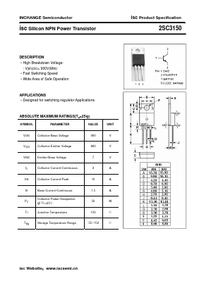2SC3150 Datasheet PDF Inchange Semiconductor