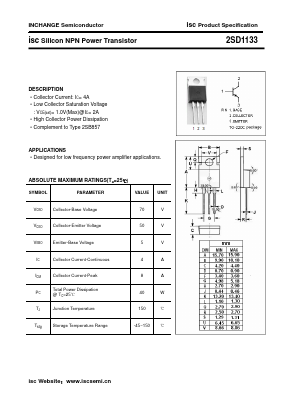 2SD1133 Datasheet PDF Inchange Semiconductor