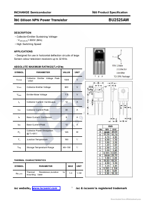 BU2525AW Datasheet PDF Inchange Semiconductor