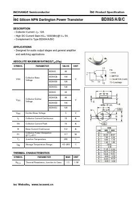 BDX65 Datasheet PDF Inchange Semiconductor