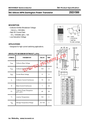 2SD1500 Datasheet PDF Inchange Semiconductor