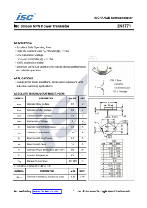 2N3771 Datasheet PDF Inchange Semiconductor