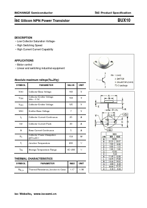 BUX10 Datasheet PDF Inchange Semiconductor