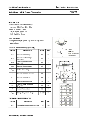 BUV20 Datasheet PDF Inchange Semiconductor