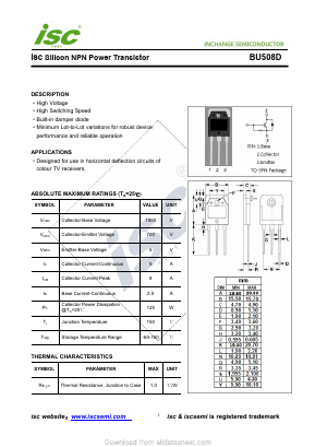BU508D Datasheet PDF Inchange Semiconductor