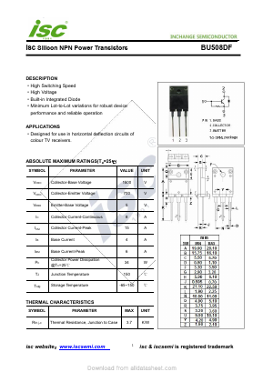 BU508DF Datasheet PDF Inchange Semiconductor
