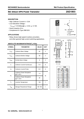2SD1803 Datasheet PDF Inchange Semiconductor