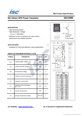 2SC3998 Datasheet PDF Inchange Semiconductor