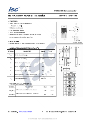 IRF1404 Datasheet PDF Inchange Semiconductor