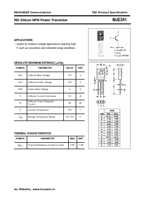 MJE341 Datasheet PDF Inchange Semiconductor