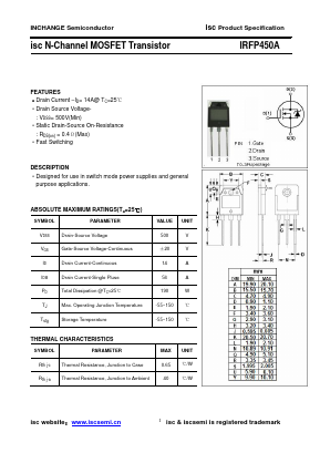 IRFP450A Datasheet PDF Inchange Semiconductor