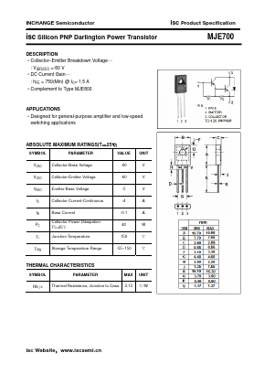 MJE700 Datasheet PDF Inchange Semiconductor