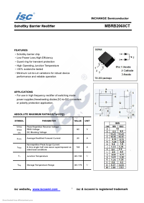 MBRB2060CT Datasheet PDF Inchange Semiconductor