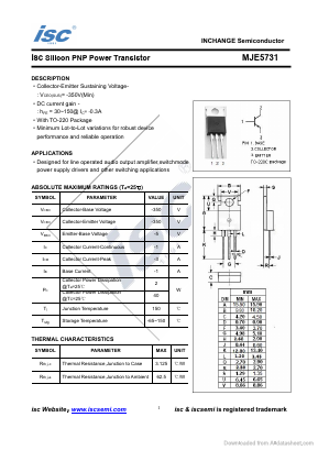 MJE5731 Datasheet PDF Inchange Semiconductor