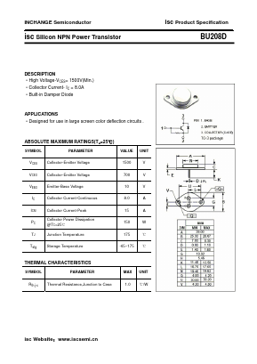 BU208D Datasheet PDF Inchange Semiconductor