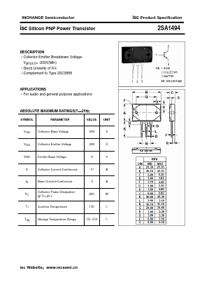 2SA1494 Datasheet PDF Inchange Semiconductor