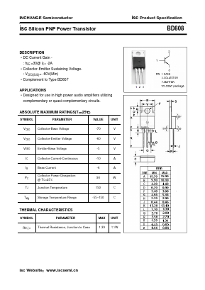 BD808 Datasheet PDF Inchange Semiconductor