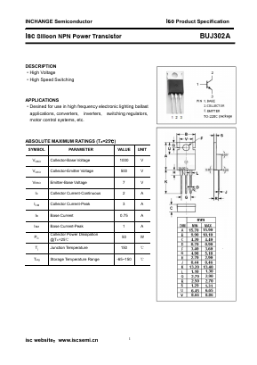 BUJ302A Datasheet PDF Inchange Semiconductor