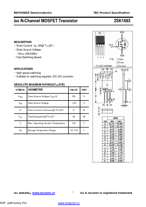K1693 Datasheet PDF Inchange Semiconductor