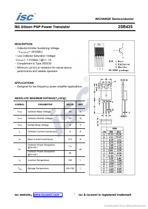 2SB435 Datasheet PDF Inchange Semiconductor