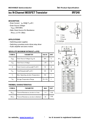 IRF240 Datasheet PDF Inchange Semiconductor