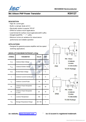 KSH127 Datasheet PDF Inchange Semiconductor