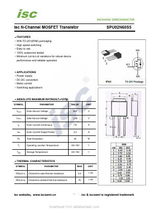SPU02N60S5 Datasheet PDF Inchange Semiconductor
