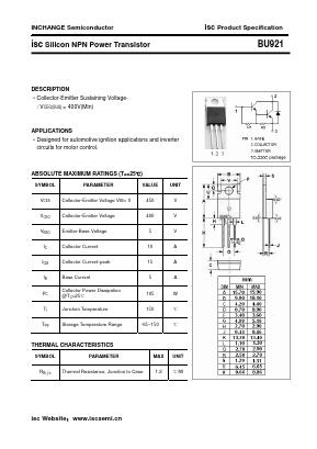 BU921 Datasheet PDF Inchange Semiconductor