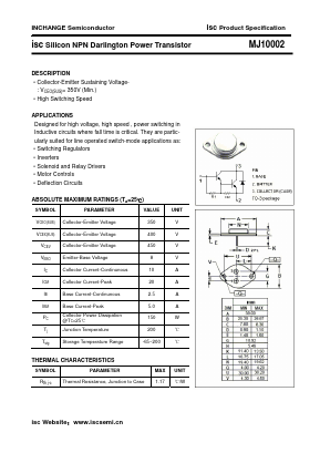 MJ10002 Datasheet PDF Inchange Semiconductor