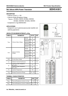 BD545C Datasheet PDF Inchange Semiconductor