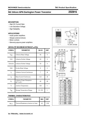 2SD916 Datasheet PDF Inchange Semiconductor