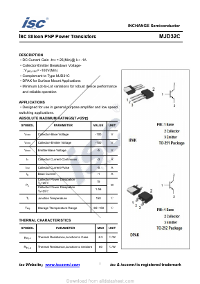 MJD32C Datasheet PDF Inchange Semiconductor