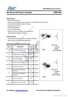 2SB1204 Datasheet PDF Inchange Semiconductor