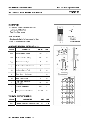 C4230 Datasheet PDF Inchange Semiconductor