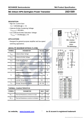 2SD1509 Datasheet PDF Inchange Semiconductor