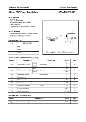 2N6053 Datasheet PDF Inchange Semiconductor