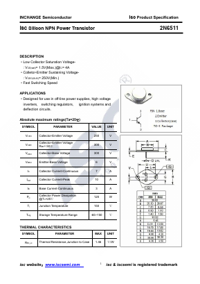 2N6511 Datasheet PDF Inchange Semiconductor
