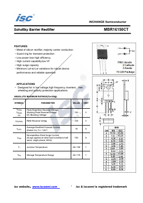 MBR16150CT Datasheet PDF Inchange Semiconductor