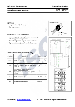 MBR2550CT Datasheet PDF Inchange Semiconductor