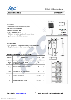 MUR860CT Datasheet PDF Inchange Semiconductor