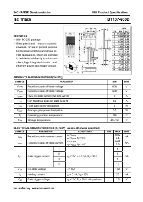BT137-600D Datasheet PDF Inchange Semiconductor
